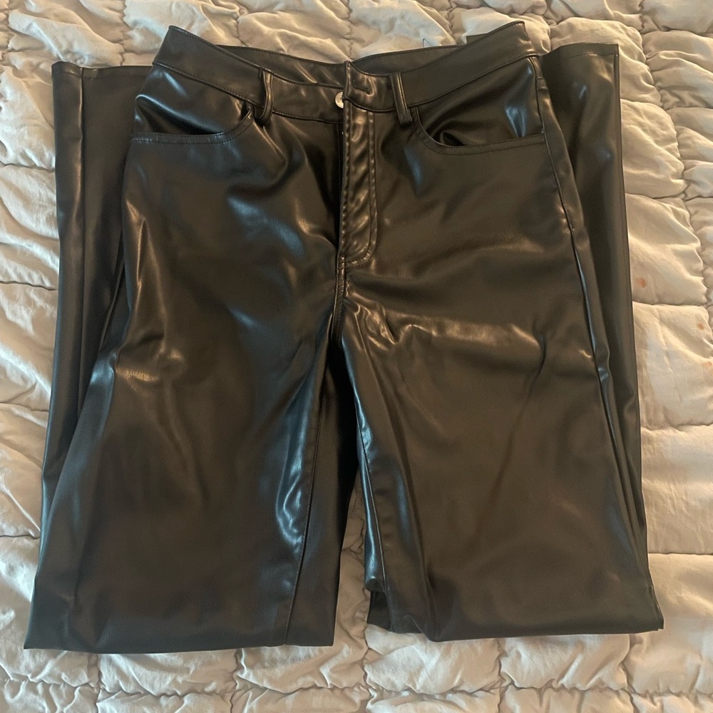H&M Black Faux Leather Jeans